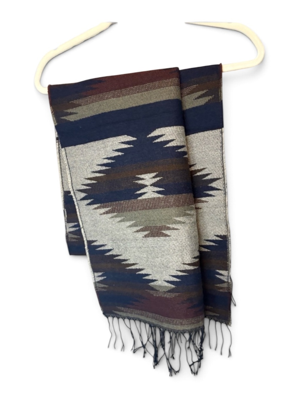 Rue21 Geometric Knit Scarf in Navy, Brown & Cream